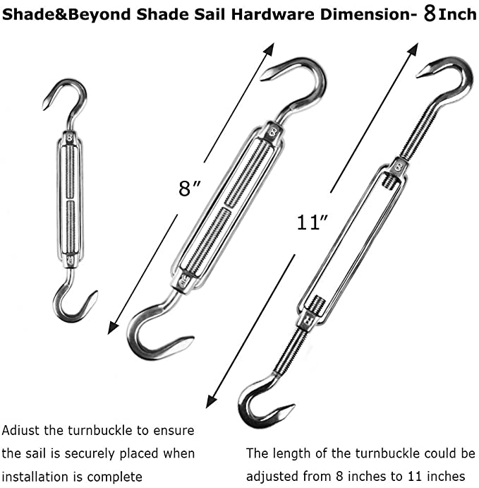 8" Sun Shade Sail Hardware Kit, Shade Sails Accessories for Triangle Sun Shade Sail Installation