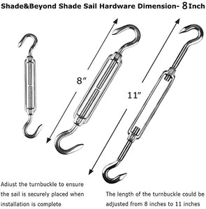 8" Sun Shade Sail Hardware Kit, Shade Sails Accessories for Triangle Sun Shade Sail Installation