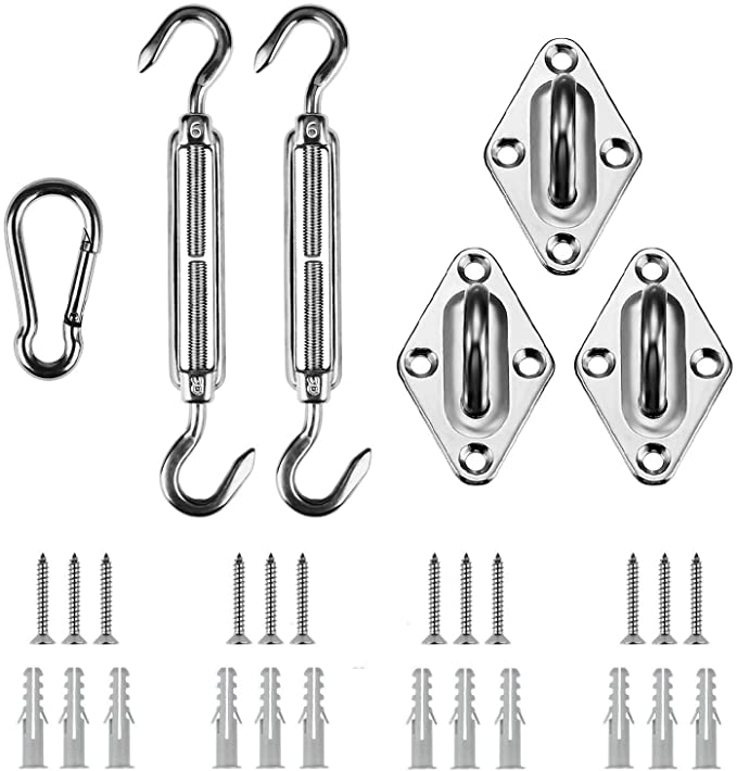 8" Sun Shade Sail Hardware Kit, Shade Sails Accessories for Triangle Sun Shade Sail Installation