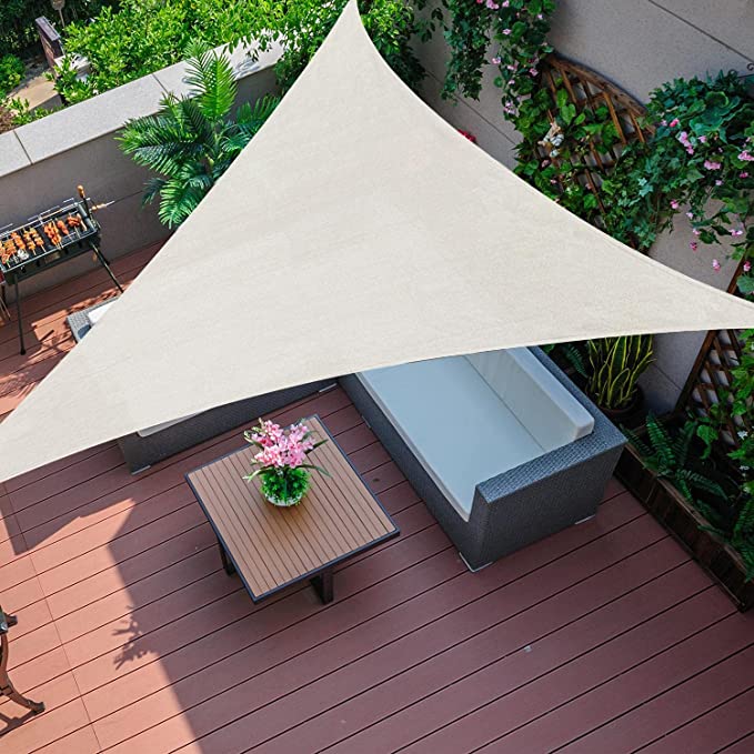 20' x20' x20' Cream Triangle Sun Shade Sail 185GSM UV Block Canopy Awning for Patio Garden Yard