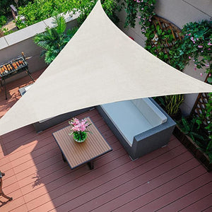 20' x20' x20' Cream Triangle Sun Shade Sail 185GSM UV Block Canopy Awning for Patio Garden Yard