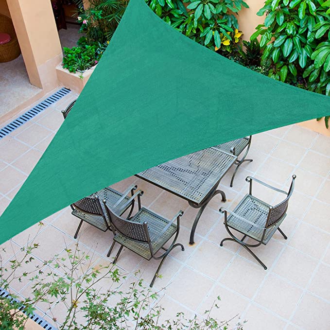 12' x 12' x 12' Triangle Sun Shade Outdoor Canopy Shade Sail Awning UV Block for Patio Backyard Garden Green