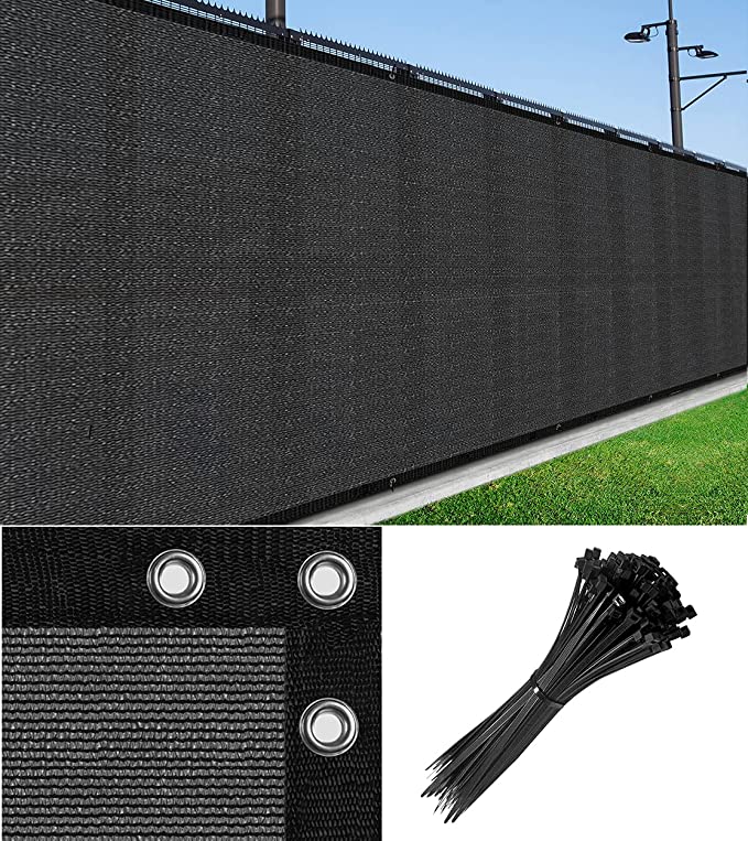 Cicada Speech 8' x 10' Gray Fence Privacy Screen Windscreen Heavy Duty Fencing Shade Cloth Mesh Net Cover for Wall Garden Yard Backyard, Cable Zip Ties Included